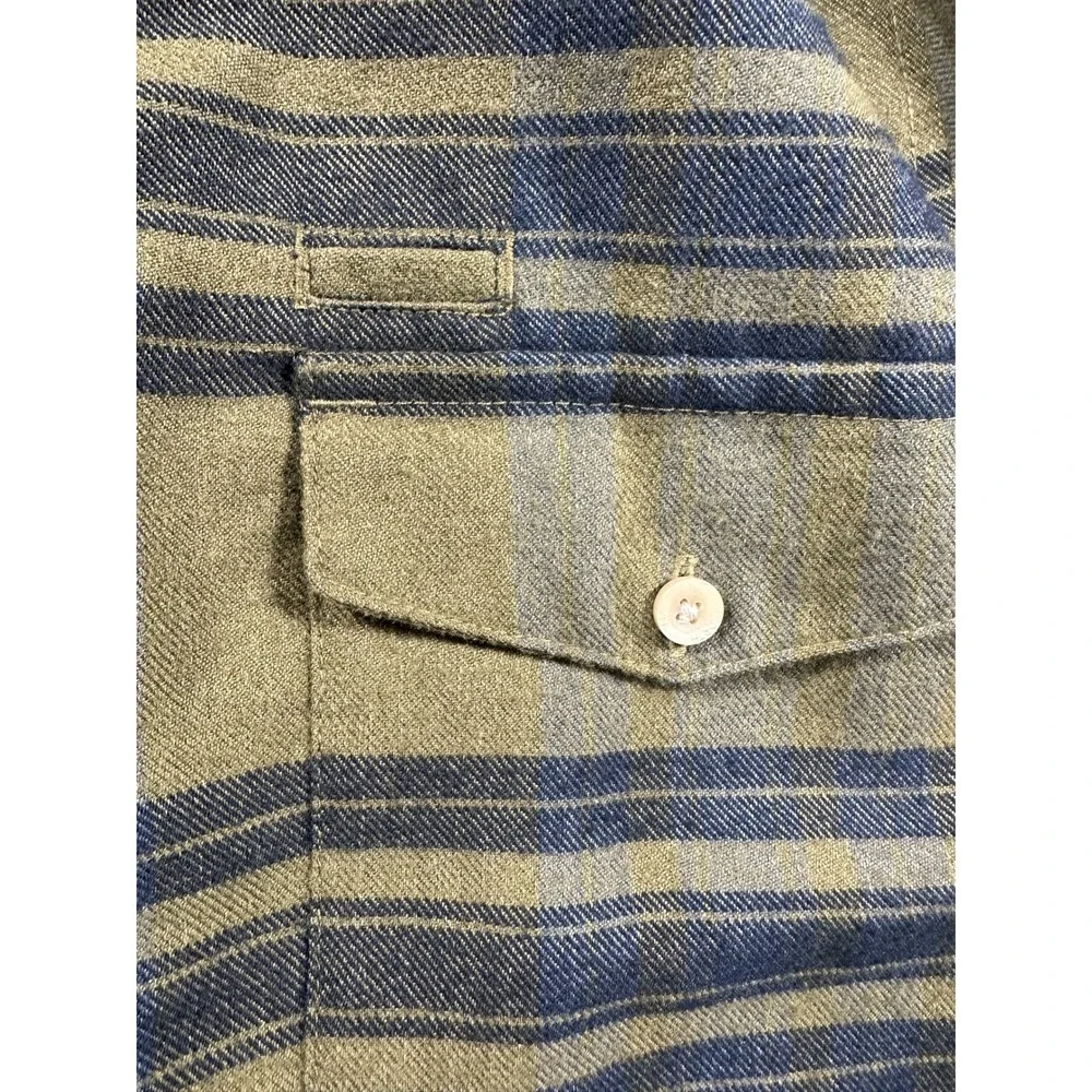 The North Face Mens XL Long Sleeve Plaid Flannel Button‎ Down Shirt Olive Green